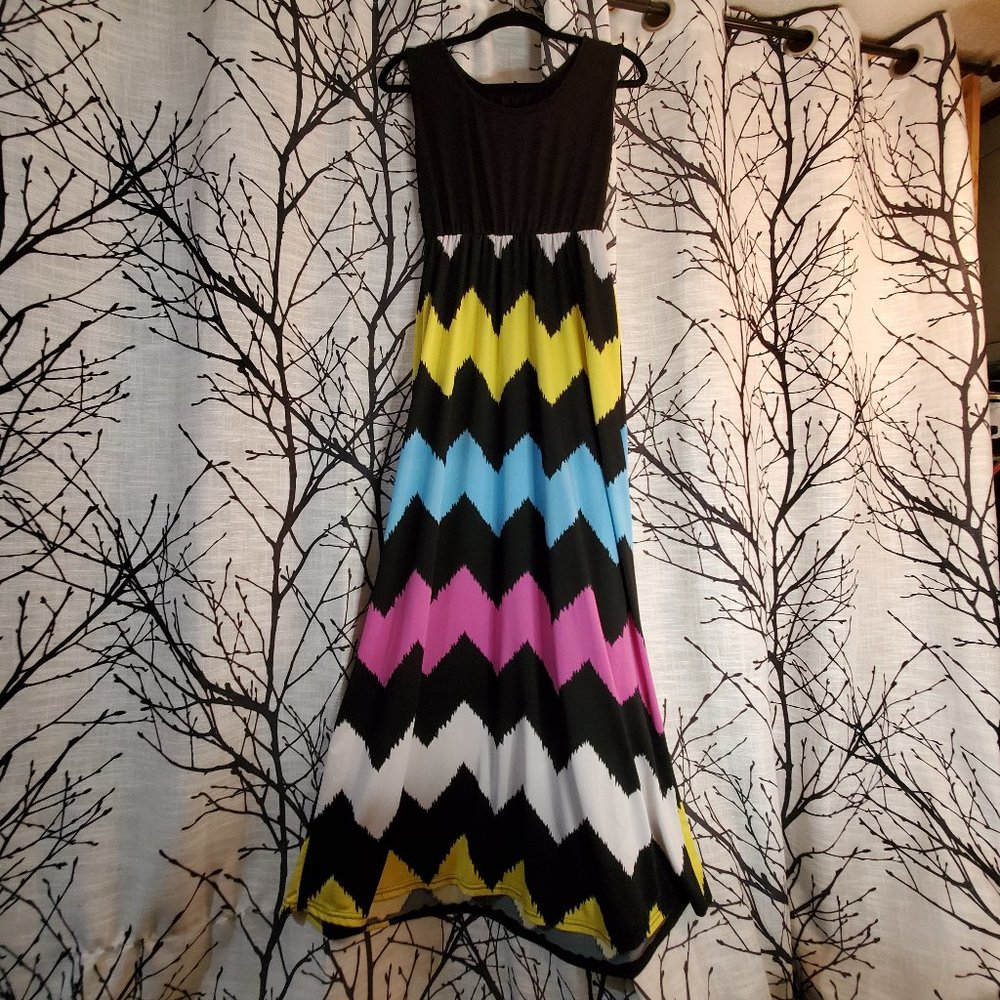 Multi Color Block Maxi Dress in Large